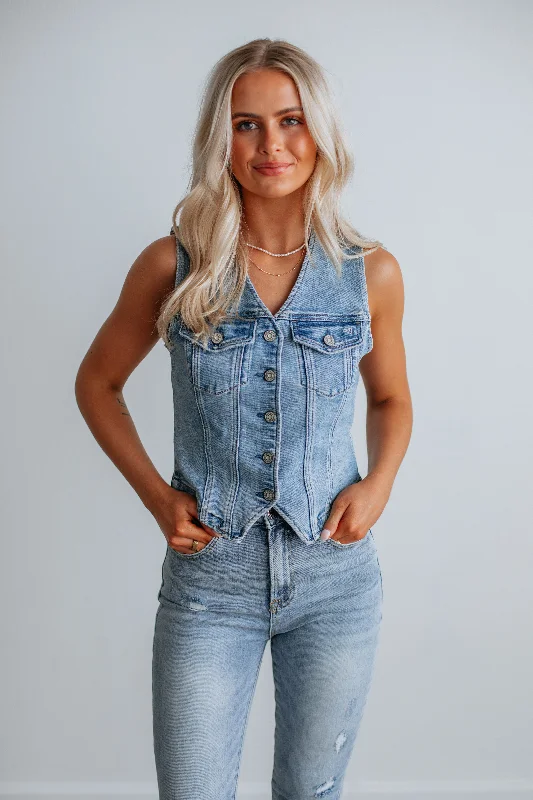 Greer Hidden Denim Vest