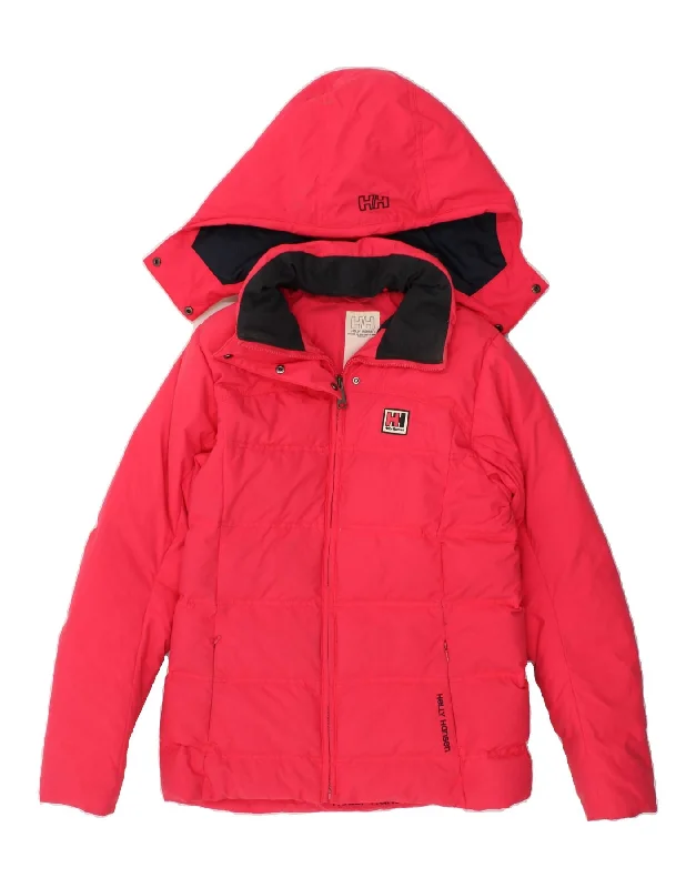 HELLY HANSEN Womens Hooded Padded Jacket UK 10 Small Pink Polyamide