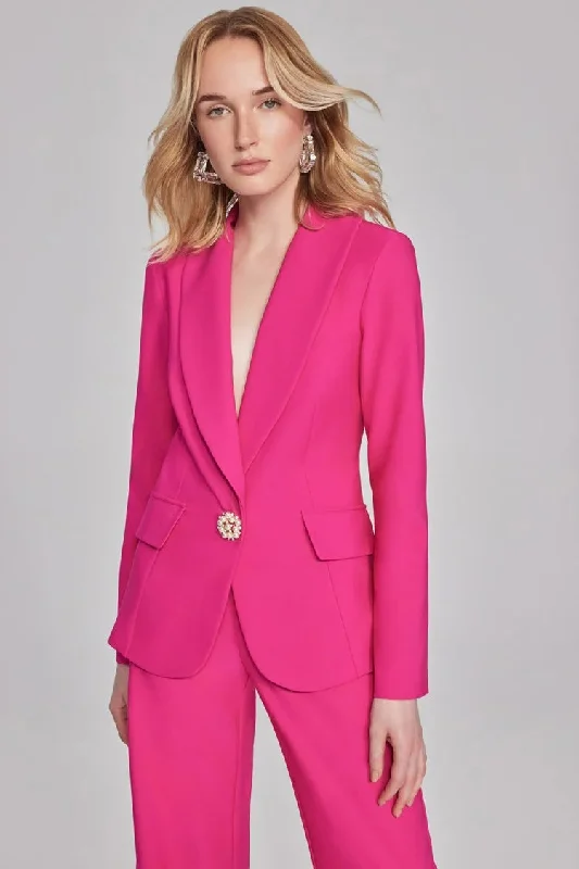 Joseph Ribkoff Shocking Pink Lux Twill Fitted Blazer with Ornament Closure