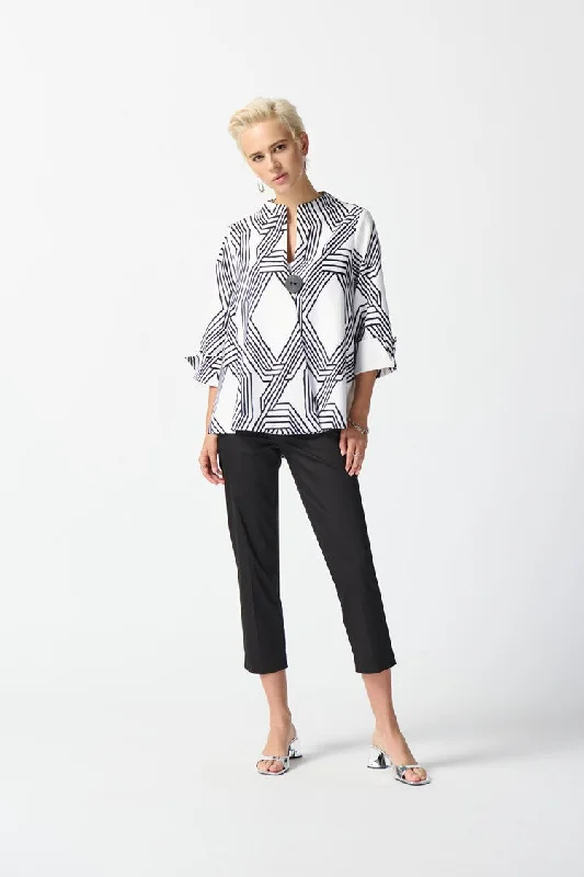 Joseph Ribkoff Lux Twill Geometric Print Trapeze Jacket