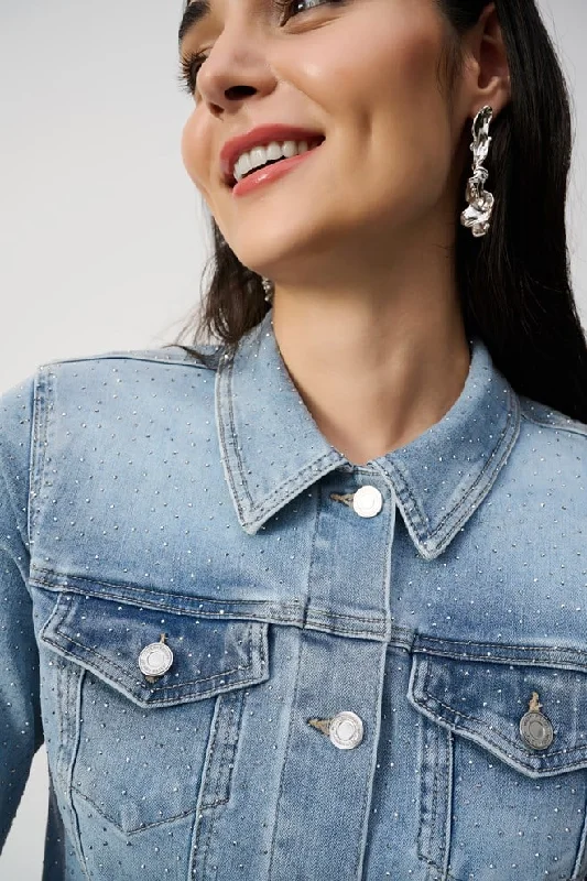 Joseph Ribkoff Embellished Denim Boxy Jacket