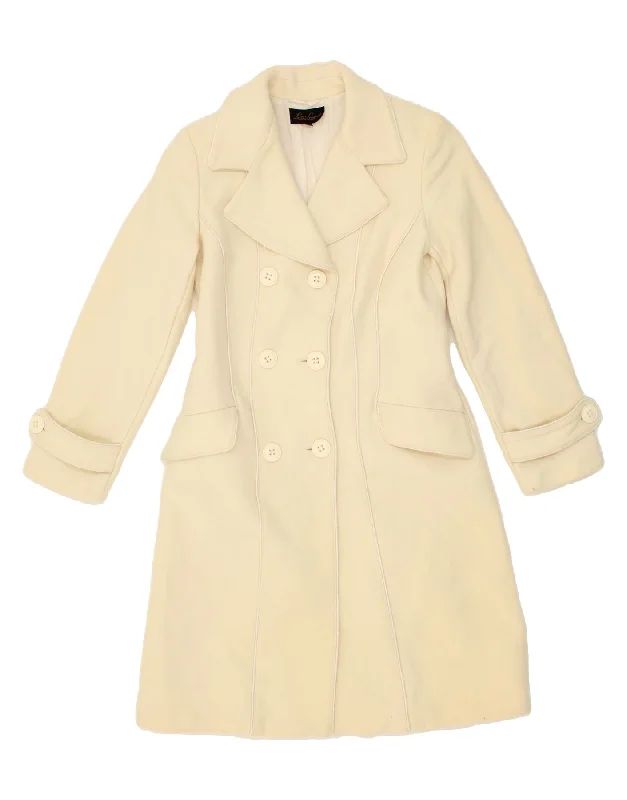 LUISA SPAGNOLI Womens Double Breasted Coat IT 42 Medium Off White