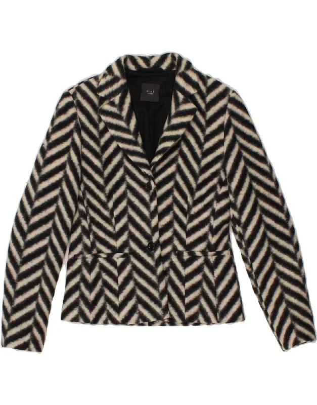 OUI SET Womens 2 Button Blazer Jacket UK 12 Medium Beige Chevron