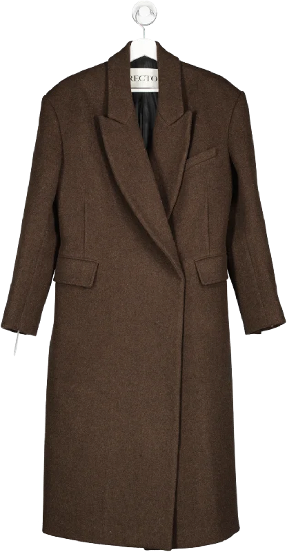 Recto Brown Wool Blend Coat UK S