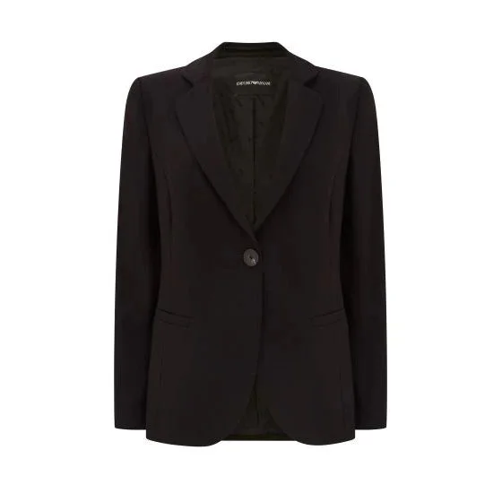 Tailored One Button Wool Stretch Jacket