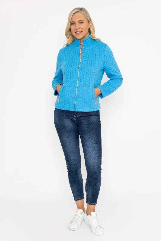 Textured Jersey Zip Jacket In Blue