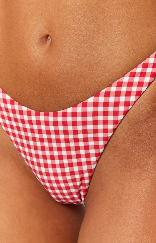 9.0 Swim Bianca Red Gingham Bikini Bottoms