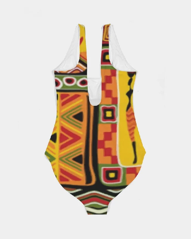 AKH African Mural Art Women's One-Piece Swimsuit