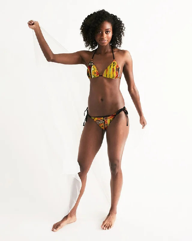 AKH African Mural Art Women's Triangle String Bikini