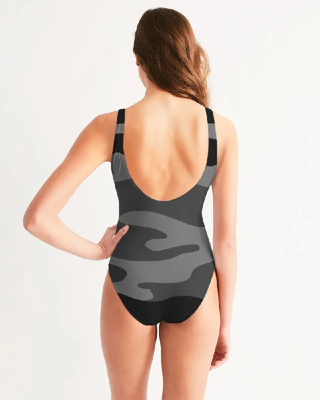 AKH Black Camouflage Women's One-Piece Swimsuit