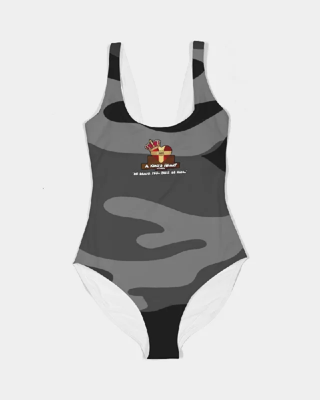 AKH Black Camouflage Women's One-Piece Swimsuit