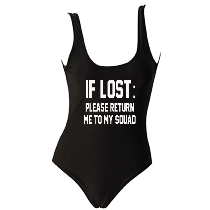 If Lost: Return Me to My Squad Black One Piece Swimsuit