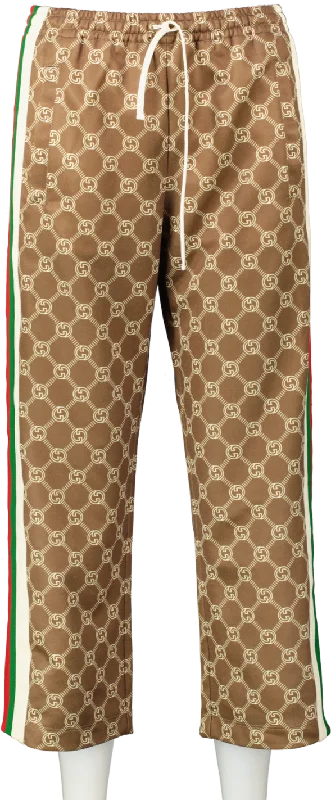 Gucci Olive Green / Red / Cream Interlocking G Snap Button Track Bottoms UK XS