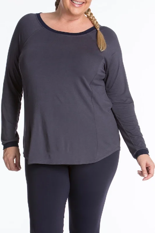 Lola Getts Long Sleeves Top- Charcoal/Navy