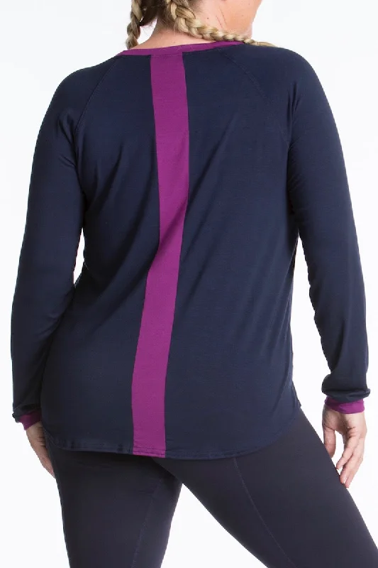 Lola Getts Long Sleeves Top- Navy/Plum