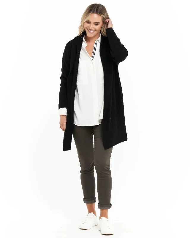 BETTY BASICS XIRENA LONG CARDIGAN BLACK