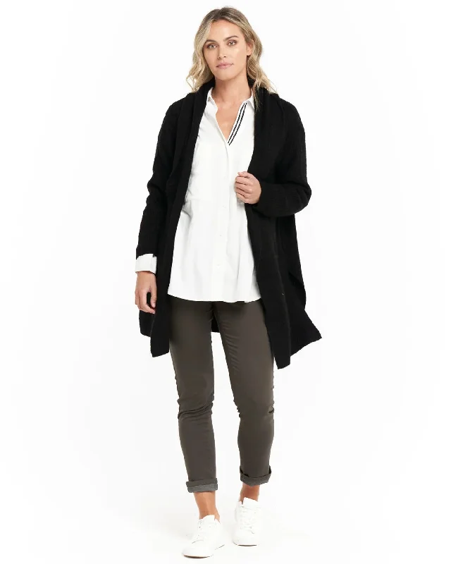 BETTY BASICS XIRENA LONG CARDIGAN BLACK