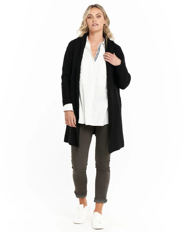 BETTY BASICS XIRENA LONG CARDIGAN BLACK