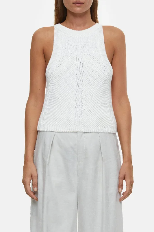 Closed Knit Rib Tank White