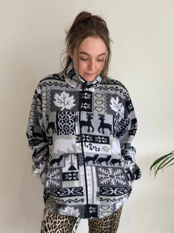 Grey Festive Patterned Fleece (M)