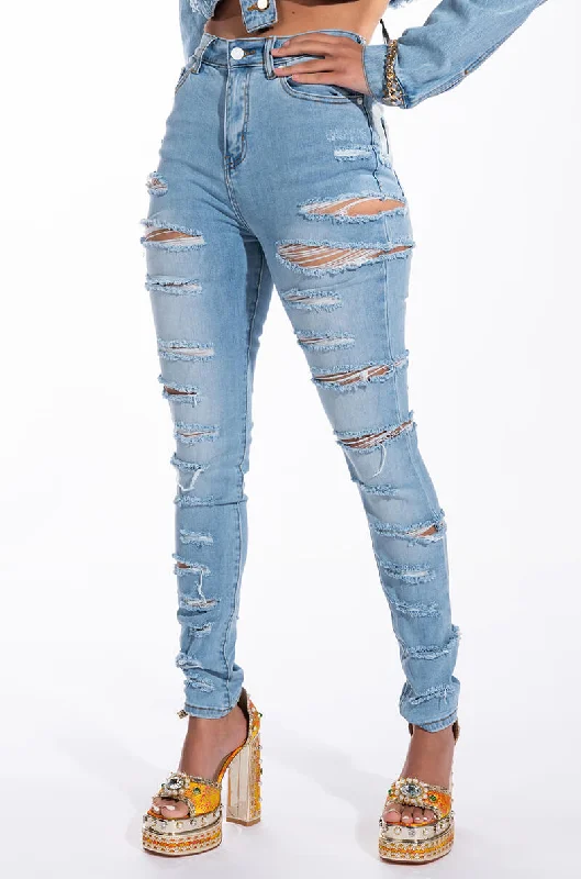 HANDS TO YOURSELF DISTRESSED SKINNY JEAN