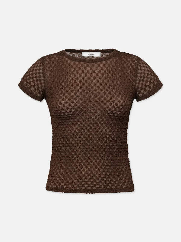 Mesh Lace Baby Tee -- Chocolate Brown