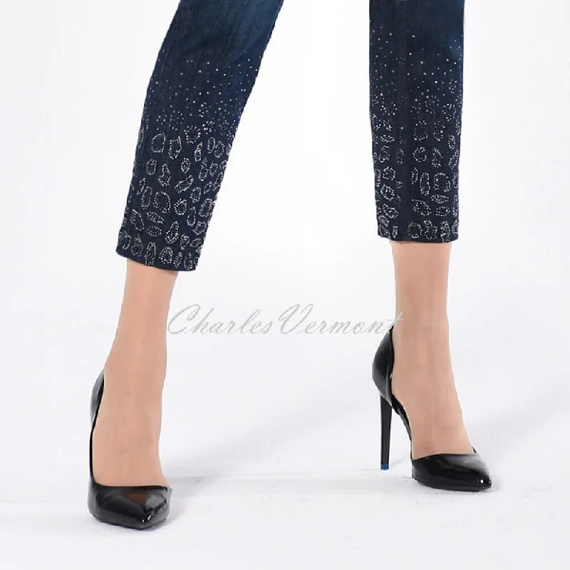 Robell Rose 09 - 7/8 Cropped Length Jean 52427-54973-69 Embellished Ankle (Navy)