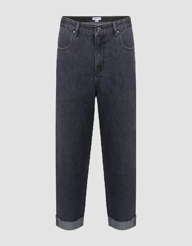 Rolled Up Hem Straight Jeans