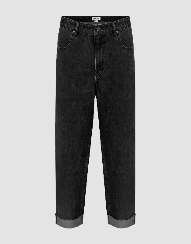 Rolled Up Hem Straight Jeans