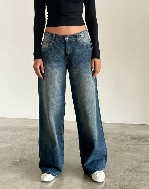 Roomy Extra Wide Low Rise Jeans in Dark Vintage