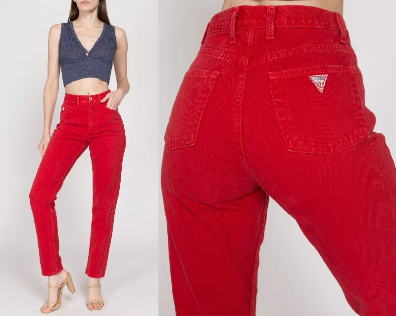 Small 90s Guess Red High Waisted Jeans 26.5""