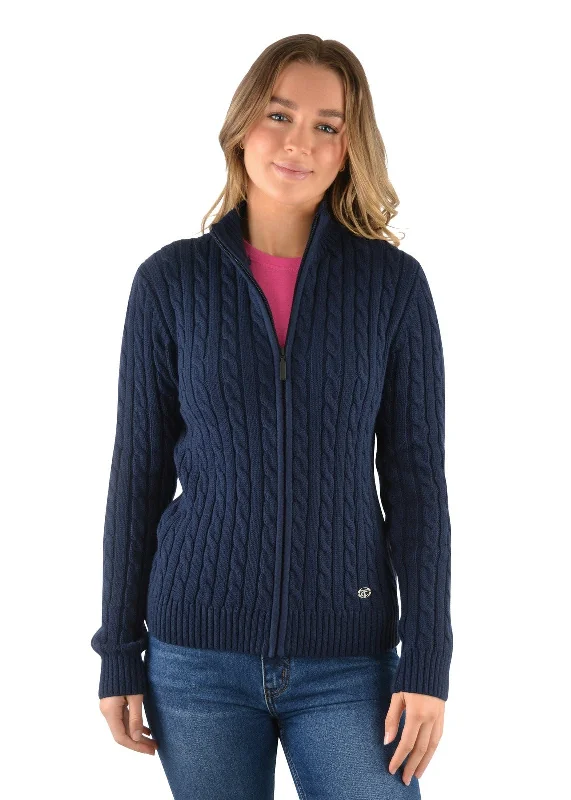 THOMAS COOK ZIP THRU CABLE CARDIGAN NAVY