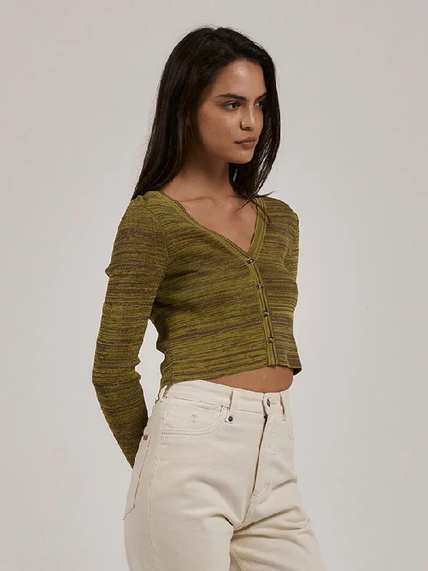 THRILLS REACTION KNIT CARDIGAN ANTIQUE MOSS