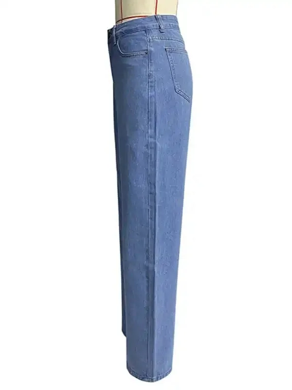 Women’s high waist wide leg pants street style washed jeans