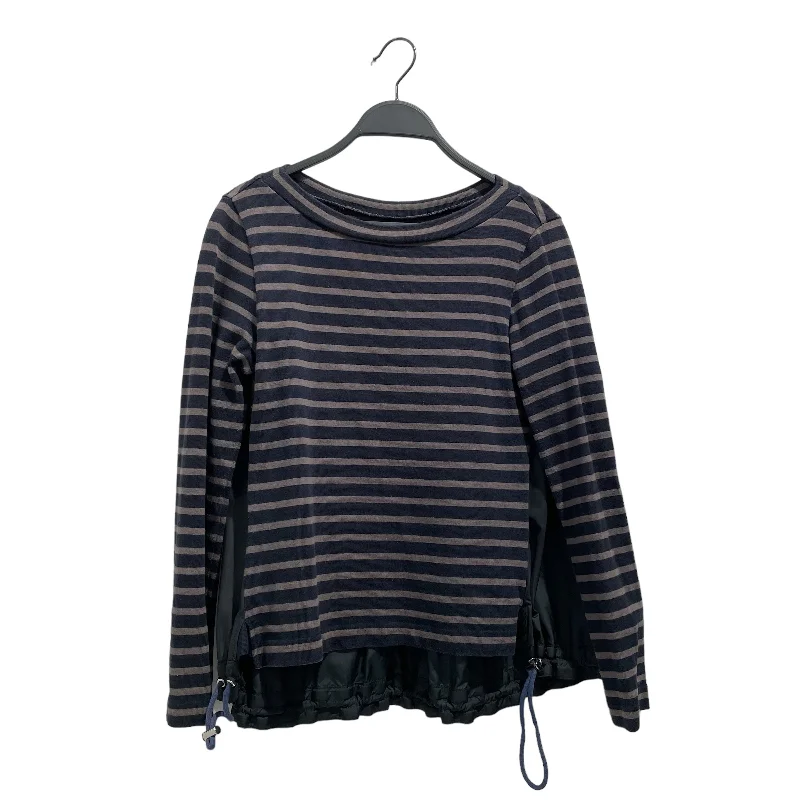 Sacai/Sweatshirt/1/Stripe/Cotton/NVY/NYLON BACK