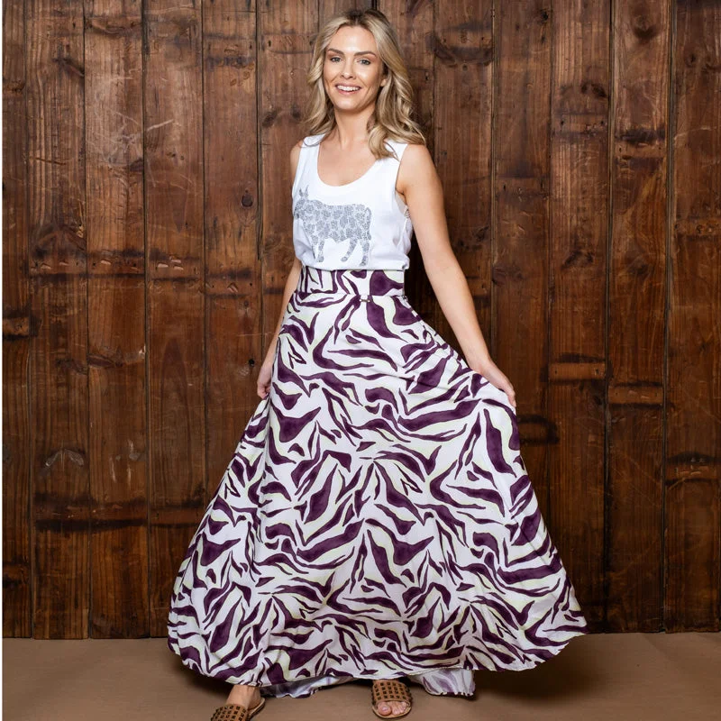 Abstract Zebra Maxi Skirt Orchid