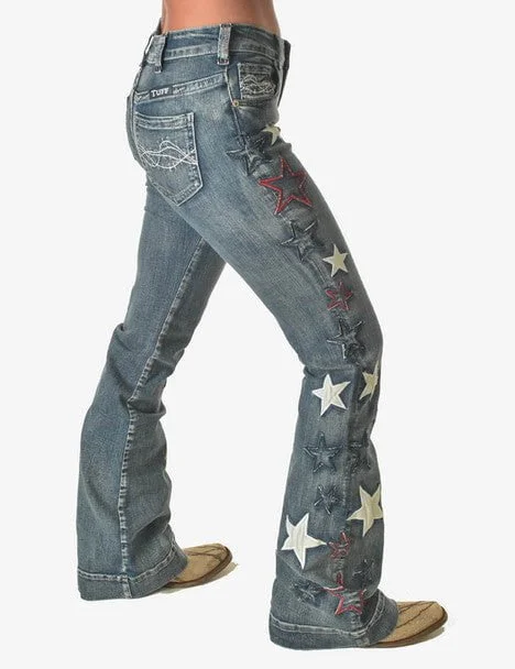 Cowgirl Tuff Womens Starstruck Medium Wash Cotton Blend Jeans 30XL