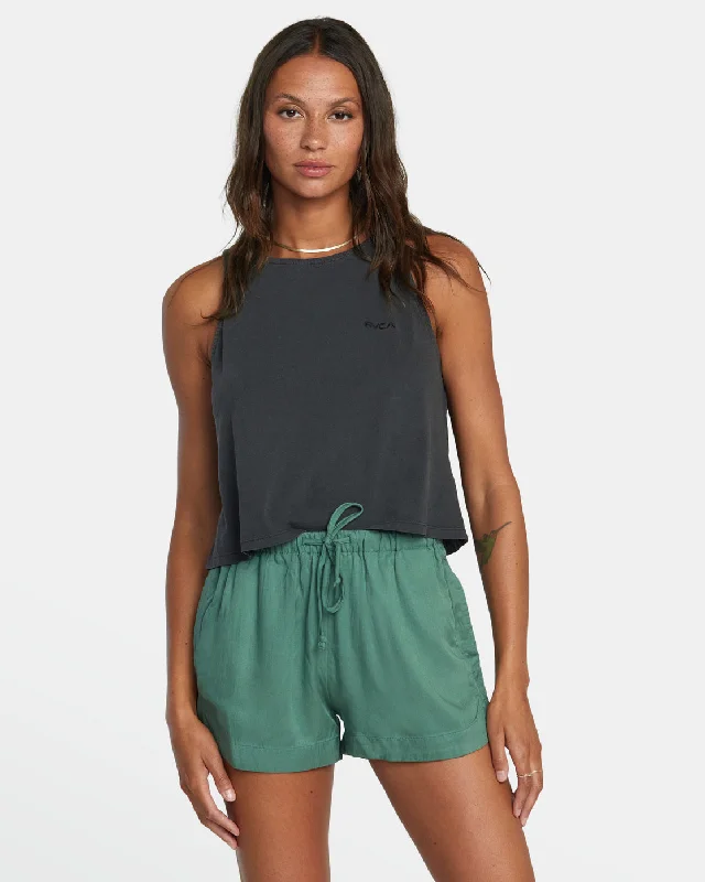 Grounded Elastic Waist Shorts - Dark Ivy