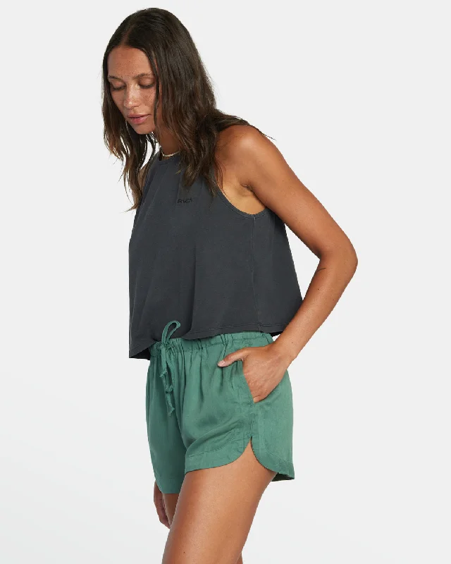 Grounded Elastic Waist Shorts - Dark Ivy