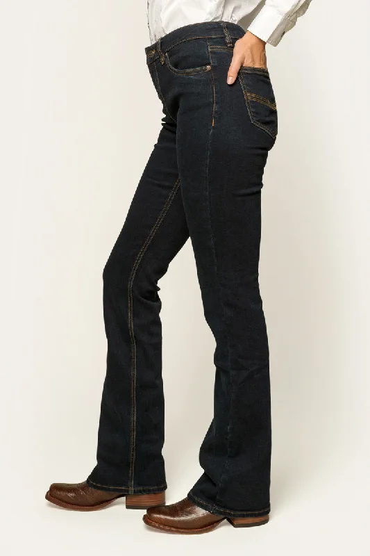 Katherine Womens Mid Rise Bootleg Jean - Dark Blue