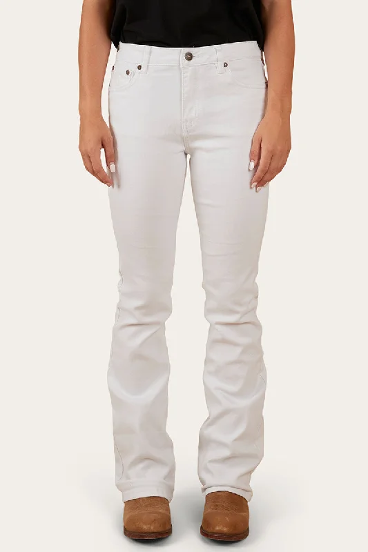 Katherine Womens Mid Rise Bootleg Jean - White