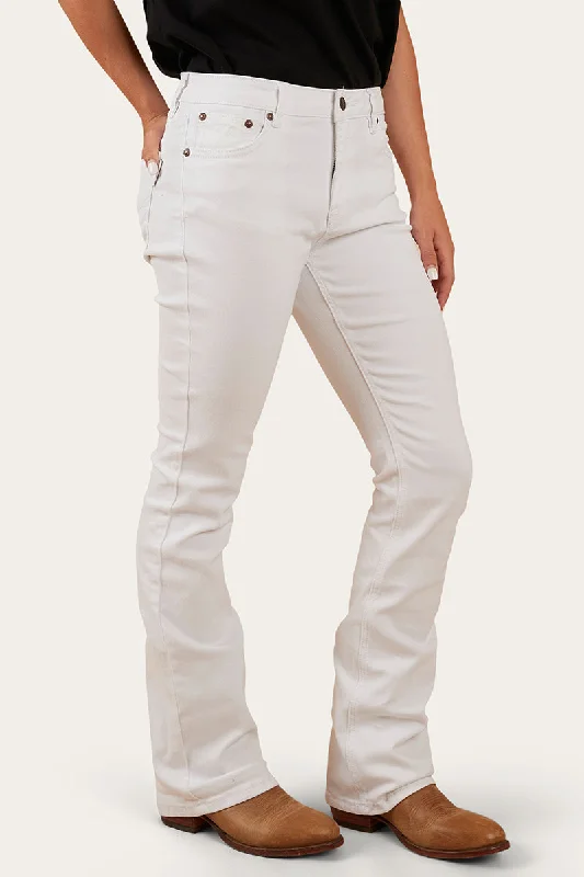 Katherine Womens Mid Rise Bootleg Jean - White