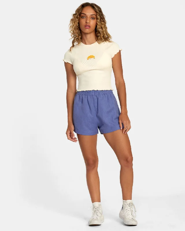 Linen Sawyer Elastic Waist Shorts - Coast