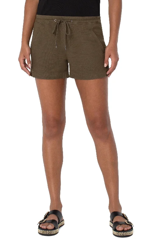 Liverpool Drawcord Short w/ Welt Pockets 3.5"" ins (olive grove)