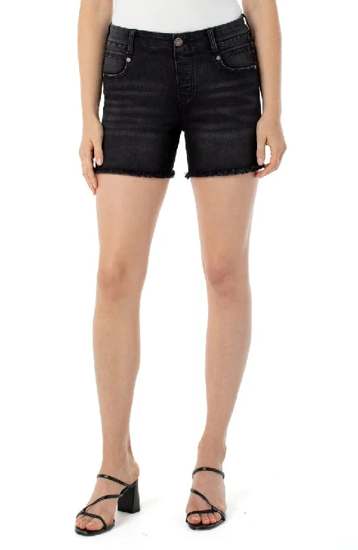 Liverpool Gia Glider Shorts with Fray Hem