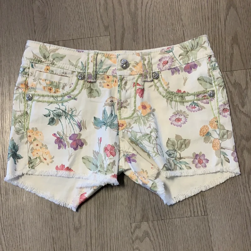 Miss Me Denim Shorts with Floral pattern