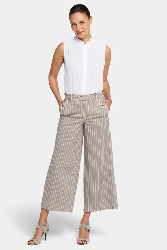 Mona Wide Leg Trouser Ankle Jeans  - Boardwalk Stripe