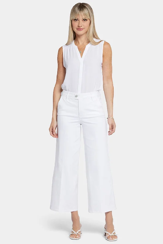 Mona Wide Leg Trouser Ankle Jeans  - Optic White