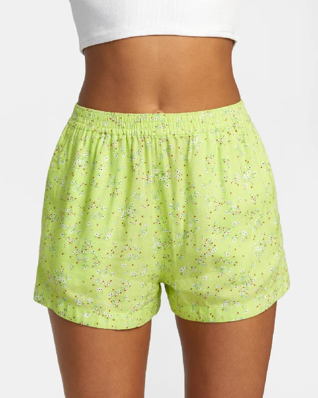 Sawyer Print Elastic Waist Shorts - Neon Green