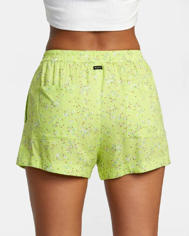 Sawyer Print Elastic Waist Shorts - Neon Green